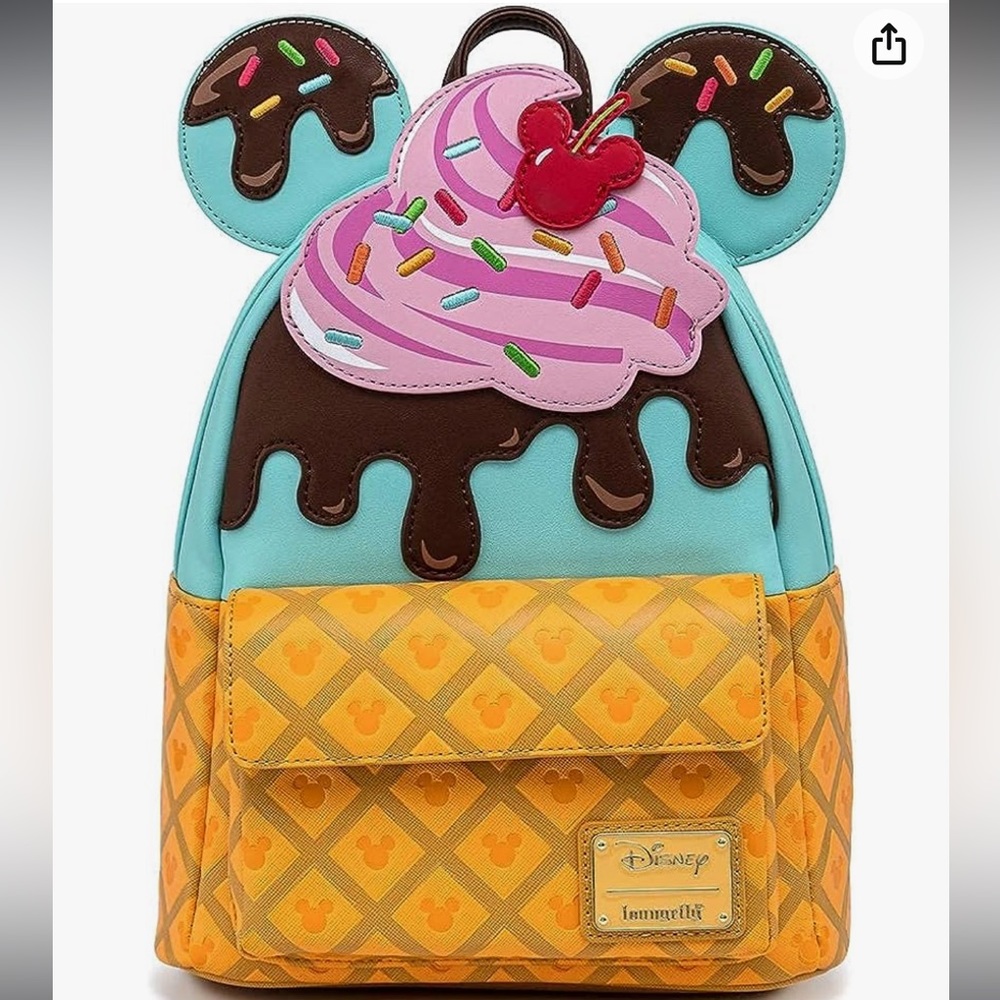 Loungefly Mickey Mouse Ice Cream Sundae Mini Backpack Purse